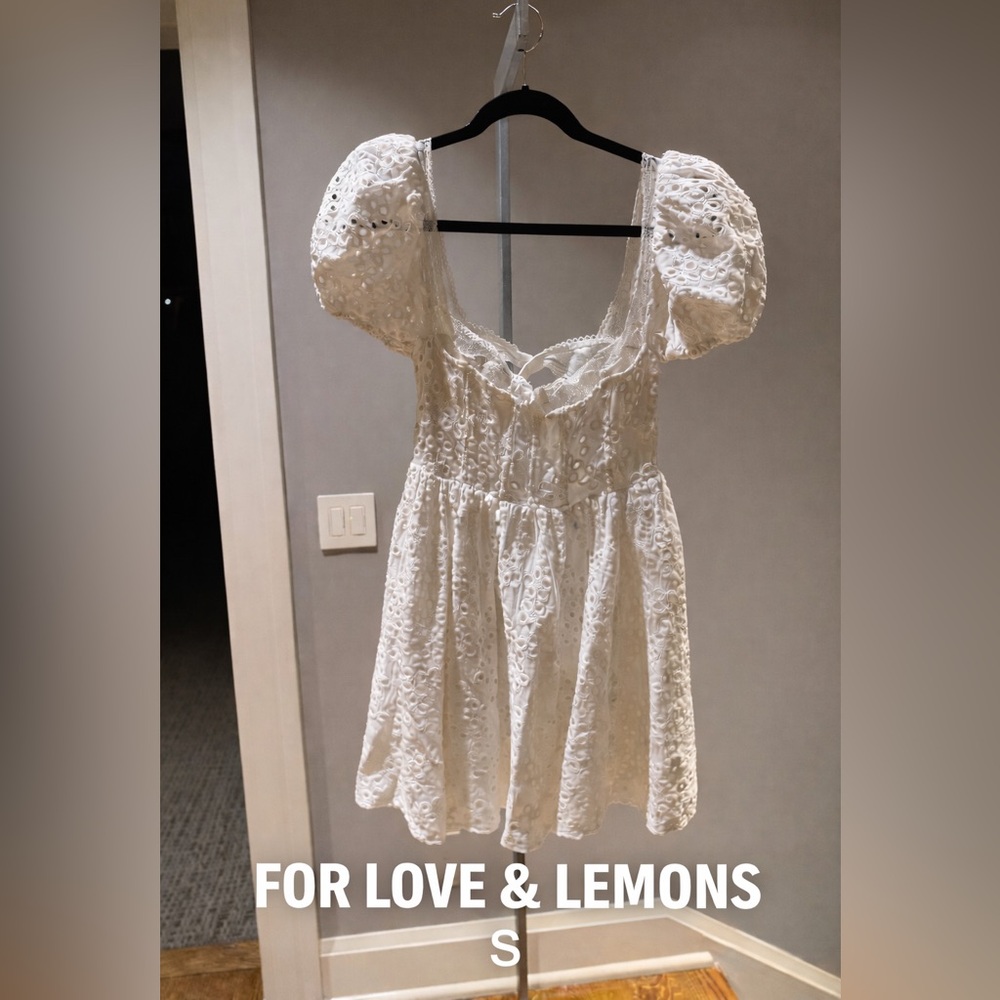 For Love & Lemons White Eyelet Mini Dress